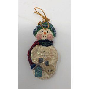 Enesco Snowsnickle Snowman Blue Birdhouse Ornament Linda Lindquist Baldwin